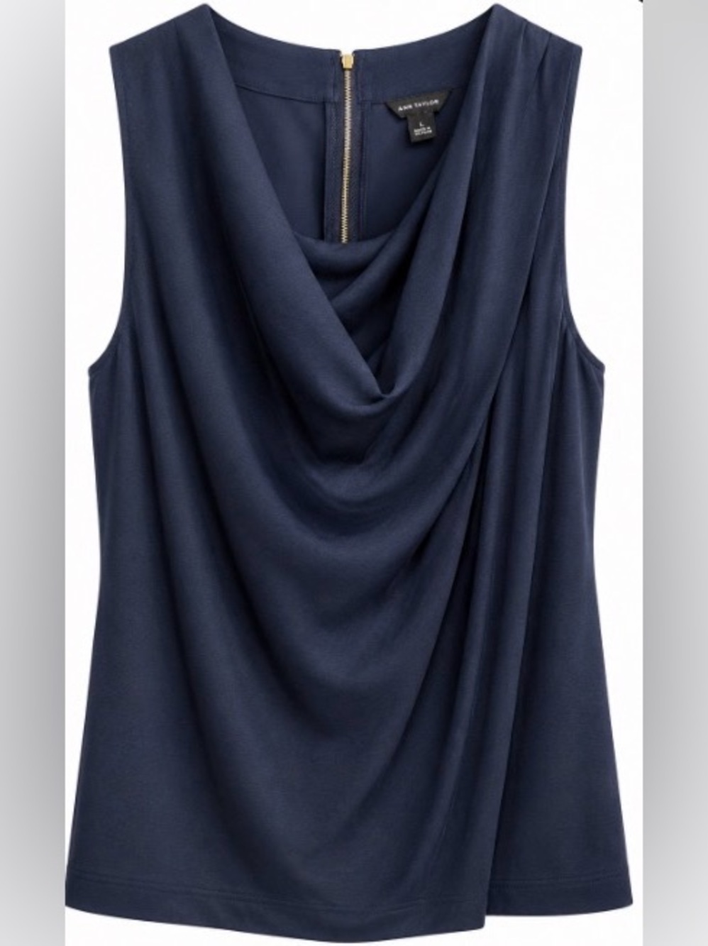 Ann Taylor Navy Sleeveless Cowl Neck Blouse